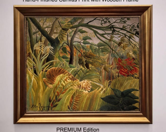 Surprised Art Print – Henri Rousseau Giclee on Canvas with Vintage Wooden Frame