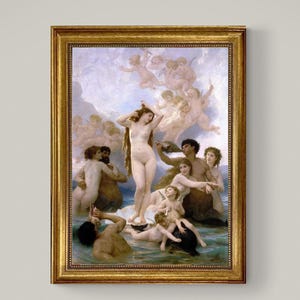 The Birth of Venus by Bouguereau | Framed Gliclée canvas  with hand-applied brush strokes and golden vintageous frame | looks like original