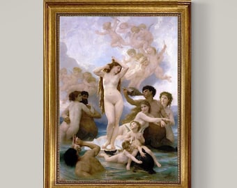 Birth of Venus Framed Canvas Print | Bouguereau, Golden Vintage Frame