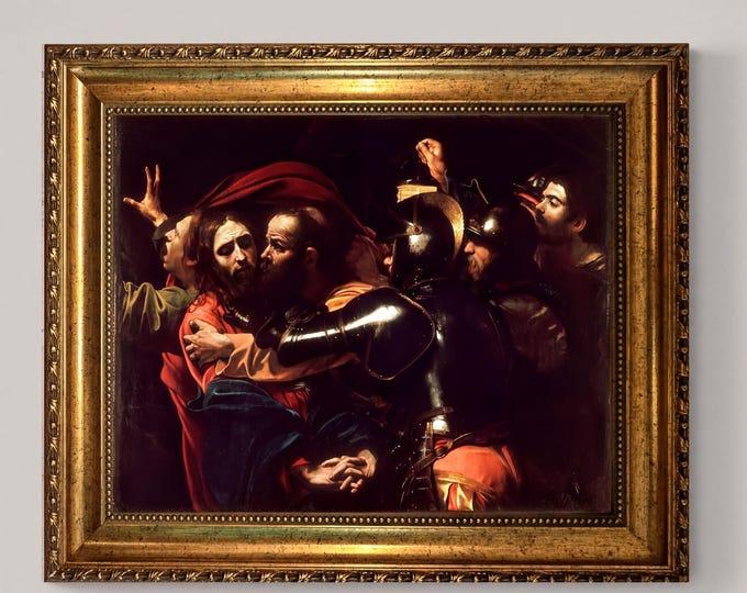 The Talking of Chris Canvas Print - Caravaggio with Vintage Gold Frame