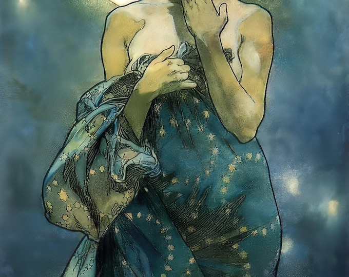 Alphonse Mucha 'The Moon' Art Nouveau Print – Giclee Paper or Canvas