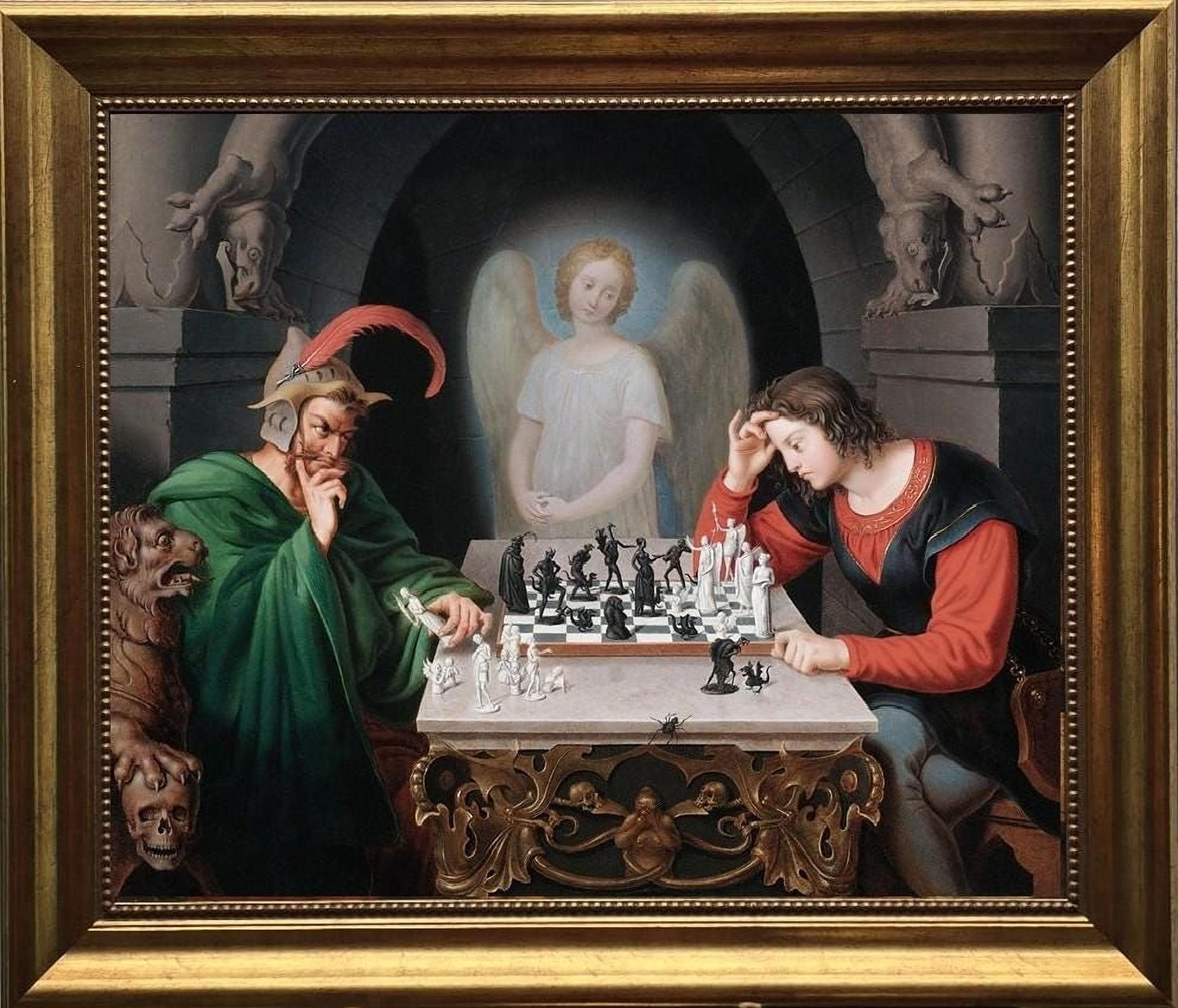 Checkmate Painting by Moritz Retzsch (1831), Canvas Print With