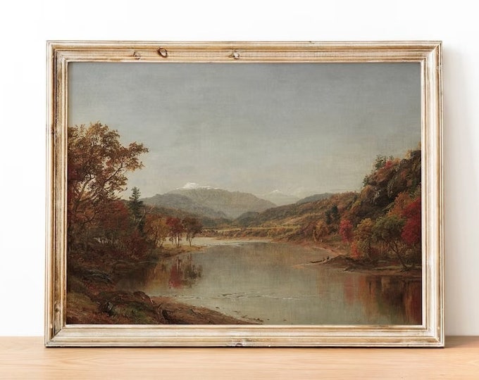 Autumn Landscape Oil Painting: Mount Washington by Jasper Francis Cropsey | Giclée Fine Art Print | Vintage Rustic Country & Farmhouse Décor