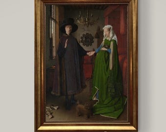 Arnolfini Portrait Canvas Print: Vintage Golden Frame, Hand-Finished Brush Strokes, looks like original painting