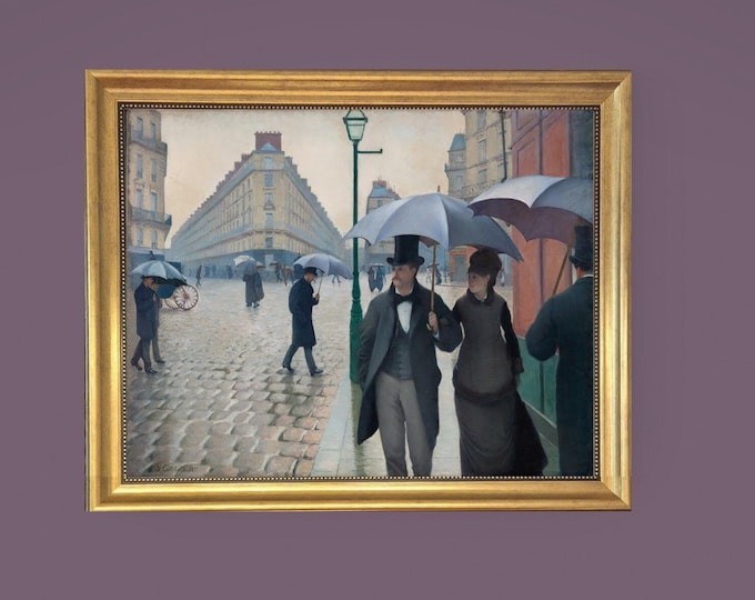 Paris Street, rainy day | Gustave Caillebotte | Heavyweight real Canvas | 3D hand finish print with brush strokes | look like original art