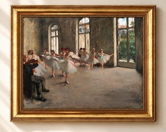 Edgar Degas The Rehearsal – Impressionist Ballet Dancers Canvas Print (Framed)