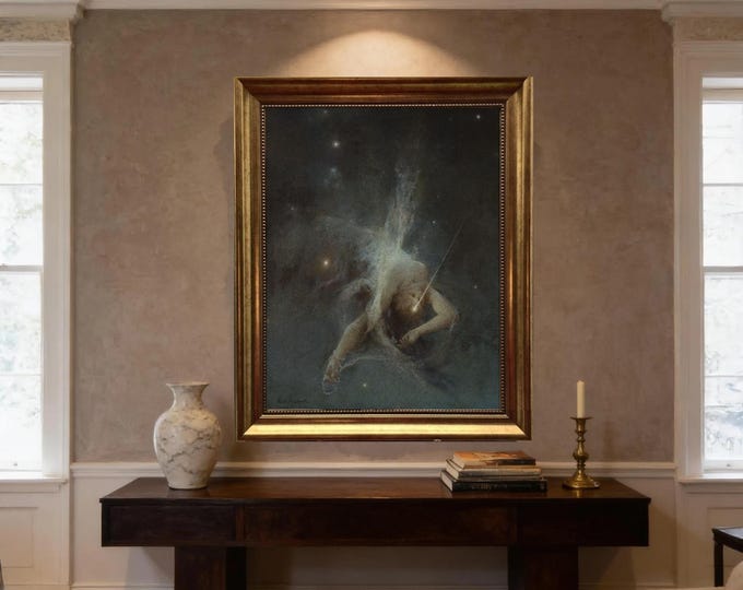 Falling Star by Witold Pruszkowski – Vintage Golden Frame and Brush Strokes