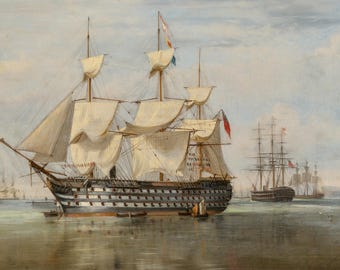 HMS Duke of Wellington Art Print | Ebenezer Colls Nautical Painting