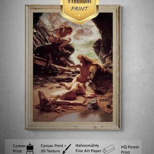 Edward Poynter, Grotta delle Ninfe della Tempesta, Stampa artistica Giclée Premium, Carta pesante/tela artistica, stampata in 3D con texture e pennellate