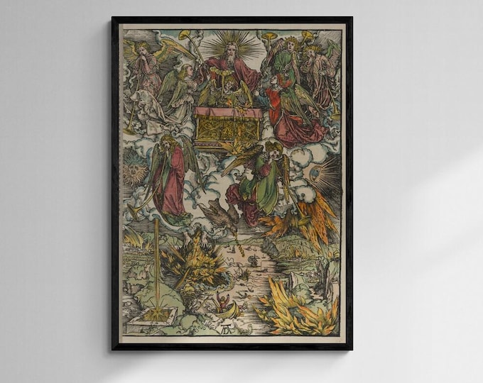 The Apocalypse by Albrecht Dürer, Home Wall Decor Print, Heavyweight paper / real art canvas, Print on canvas or paper, original large art
