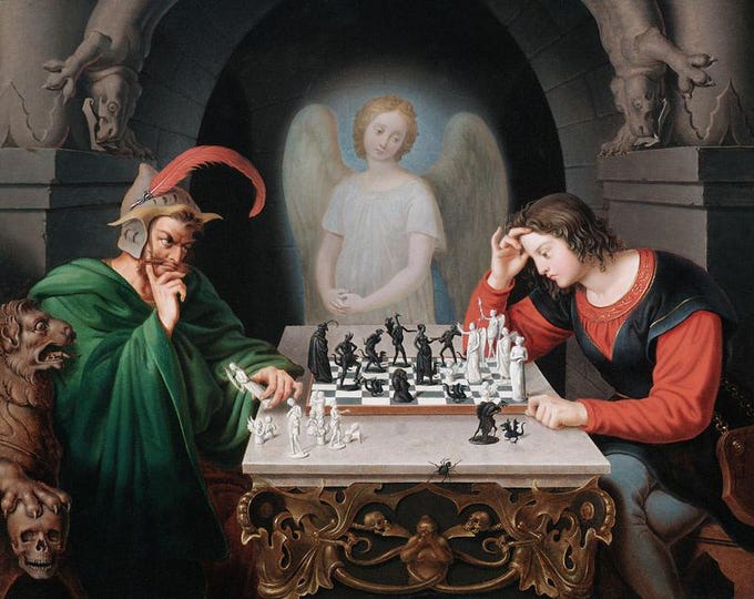 Checkmate painting by Moritz Retzsch (1831),  Fine Art Reproduction on Archival or Luster Paper
