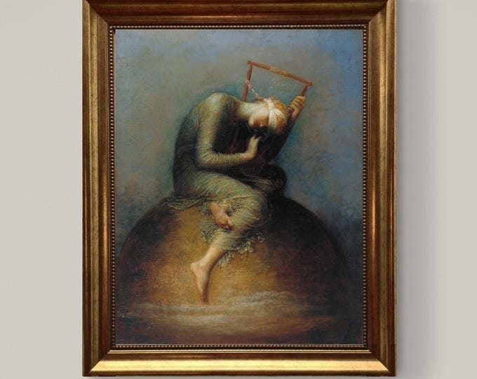 Hope by George Frederic Watts – Vintage Golden Frame and Brush Strokes