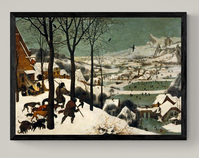 Bruegel Hunters in the Snow: Canvas Print, 3D Hand Finished Art with Brush Strokes
