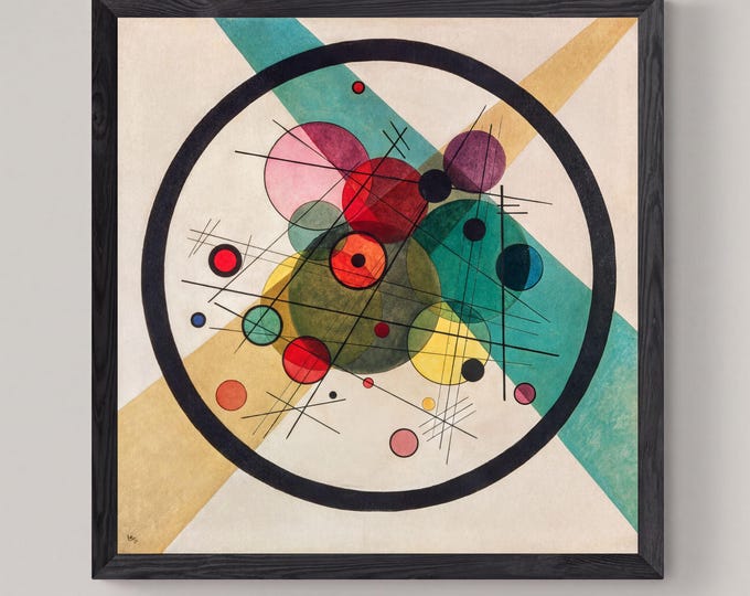 Kandinsky Circles Art Print: Giclee Canvas Reproduction with Hand-Applied Brush Strokes