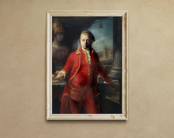 Mozart Portrait Fine Art Print: Wolfgang Amadeus Tribute, Classical Music Decor (70x50cm)