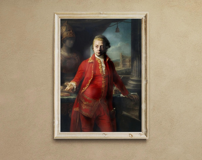 Mozart Portrait Fine Art Print: Wolfgang Amadeus Tribute, Classical Music Decor (70x50cm)