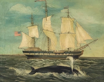 American Whaling Ship Canvas Print: Sperm Whale Art, 3D Brushstrokes