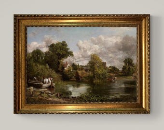 John Constable "The White Horse" 3D Canvas Print: Vintage Gold Frame, Brush Strokes
