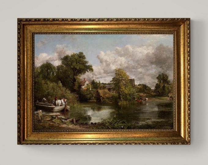 John Constable "The White Horse" 3D Canvas Print: Vintage Gold Frame, Brush Strokes