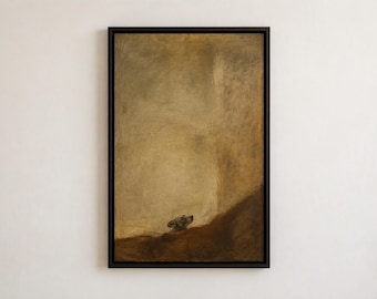 Francisco Goya: The Dog (1819), Canvas Print, Floating Frame and Brush Strokes
