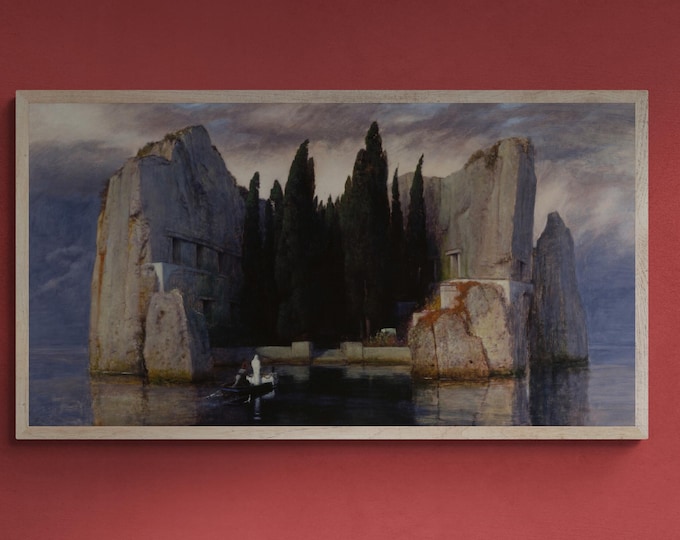 Isle of the Dead by Arnold Böcklin | Large Canvas Print | 3D Hand-Finished Premium Texture with Brush Strokes | Quality Oil Painting Replica