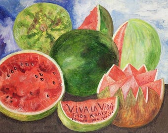 Frida Kahlo Viva La Vida Print – Hand-Finished Texture, Exhibition Paper or Canvas