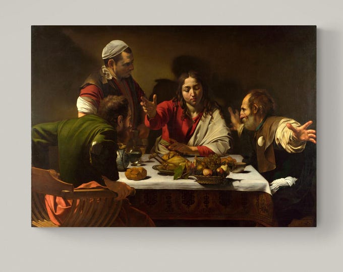 Supper at Emmaus Caravaggio Print: Giclée Canvas with Brush Stroke Texture