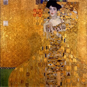 Portrait of Adele Bloch-Bauer by Klimt, canvas Print with Brushstroke Texture