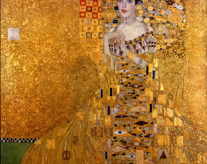 Portrait of Adele Bloch-Bauer by Klimt, canvas Print with Brushstroke Texture