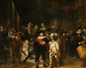 The Night Watch, Rembrandt,  Canvas Print , Textured Brush Strokes Reproduction