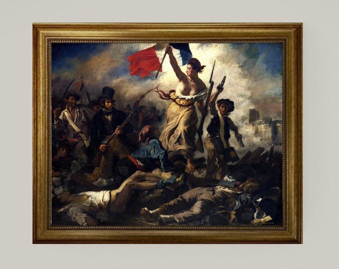 Liberty Leading the People | Museum-Quality Heavyweight Canvas Print | 3D Texture with Brush Strokes | Masterpiece for Timeless Décor framed