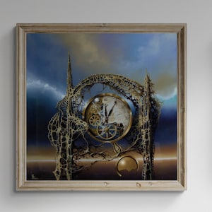 TIME GATE Stampa Fineart su carta pesante, riproduzione del dipinto originale / Decorazione moderna per la casa / Idea regalo per gli amanti dell'arte surrealista