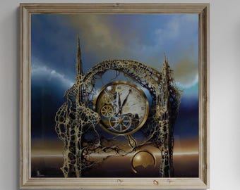 TIME GATE Fineart print on heavyweight paper, reproduction of original painting | Modern home decoration | Gift idea for surreal art lovers
