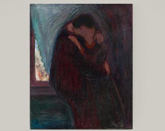 The Kiss - Edvard Munch Canvas Print with Golden Vintage Frame