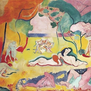 Henri Matisse, Le Bonheur De Vivre, The Joy Of Life, grandi stampe su tela/carta da parati, poster o stampa 3D rifinita a mano con pennellate