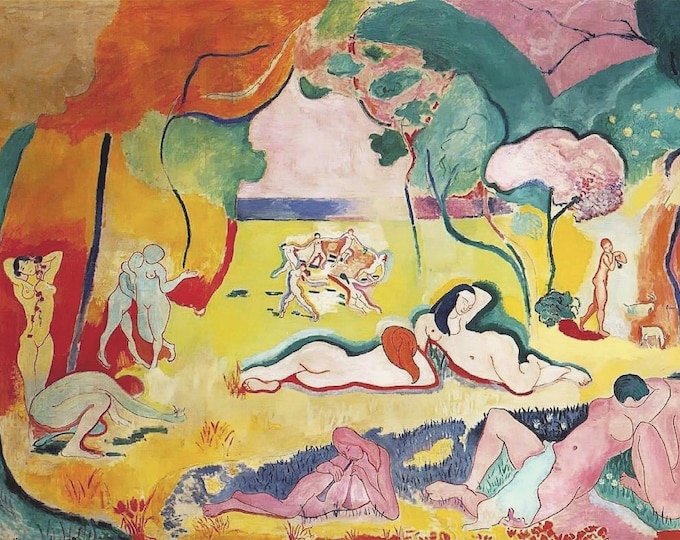 Henri Matisse, Le Bonheur De Vivre,The Joy Of Life, Large Wall ArtPaper/ Canvas Prints, Poster or 3D Hand Finished Print  with brush strokes