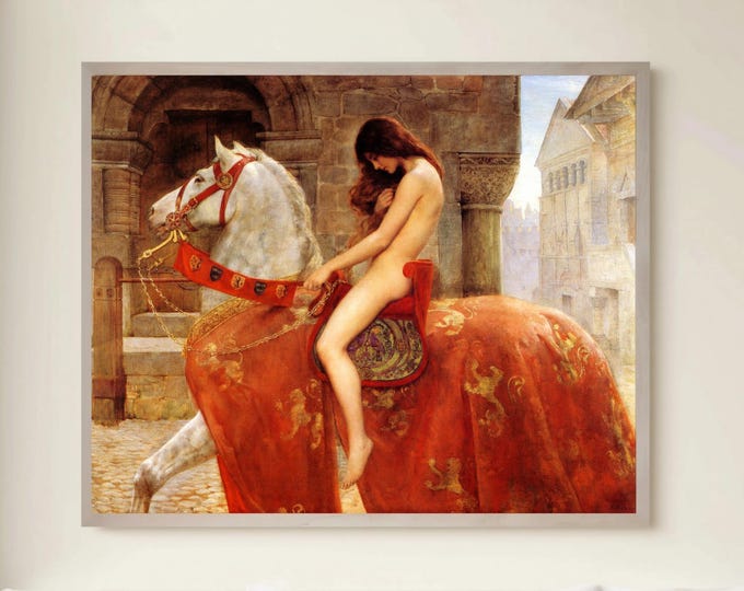 Lady Godiva Painting, Canvas Print, John Collier Art Print, Victorian art