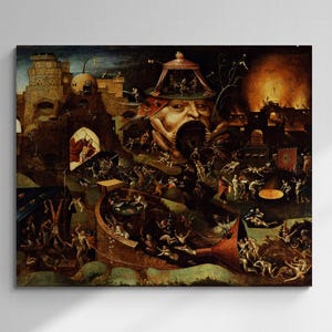 Christus in Limbo: Hieronymus Bosch, Wanddekoration Giclee Kunstdruck Leinwand, Poster oder 3D Handveredelter Premium Druck, großes Originalkunstwerk,