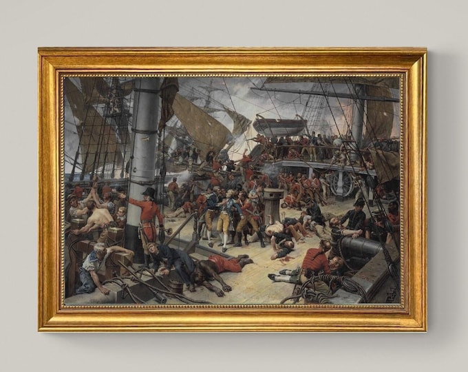 Lord Nelson Canvas Print: Paul Léon Jazet, Vintage Golden Frame, Hand-Finished Brush Strokes