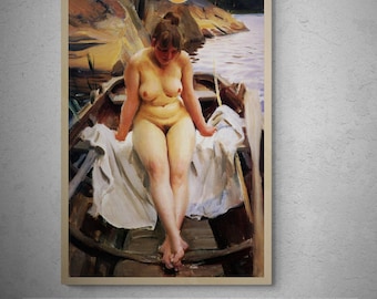Anders Zorn Print, In Werner’s Rowing Boat, Textured Canvas Art