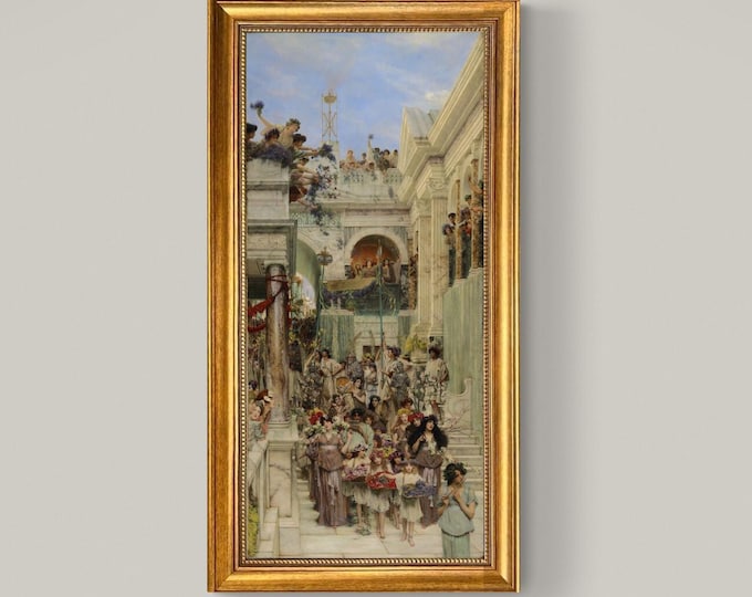 Spring by Lawrence Alma-Tadema, Canvas Print with Brush Strokes, Gold Wooden Frame, Museum Quality