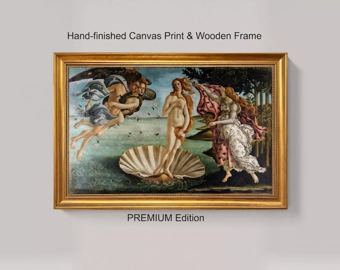 Botticelli Birth of Venus Framed Canvas Print: Hand-Finished Brush strokes