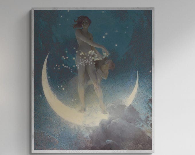 Edwin Blashfield : Spring Scattering Stars (1927), Fine Art Print,  Art Paper, HQ Poster, Canvas or Hand Finished Print with brush strokes