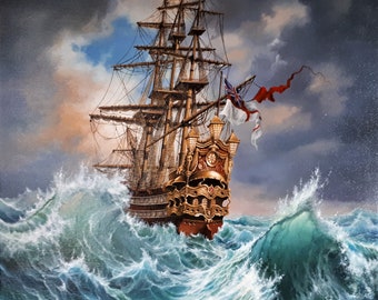 Tall Ship Giclée Art Print, Seascape Painting, Home Decor Gift