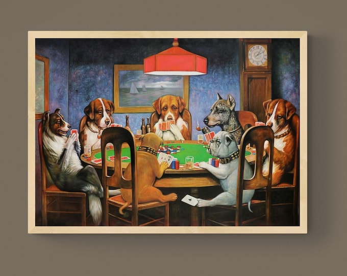 Dogs playing by Cassius Coolidge, Canvas Art Print, Brush Strokes, Floating Frame