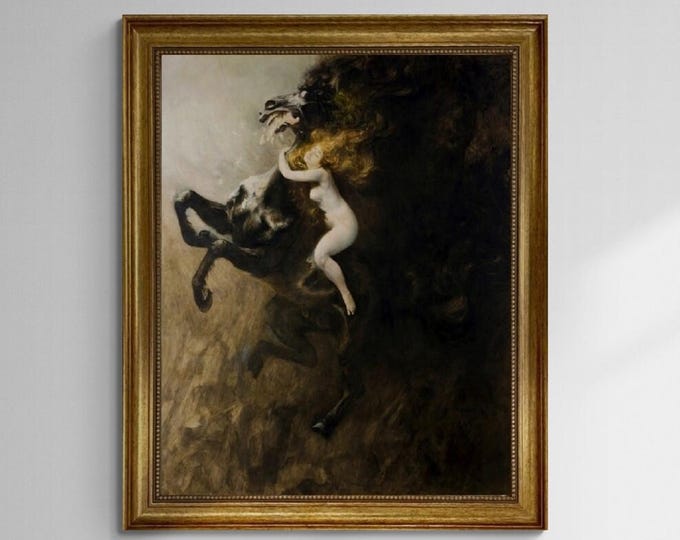 Władysław Podkowiński: Frenzy of Exultations (1894), canvas Gliclee hand finished premium print with brush strokes + golden vintageous frame