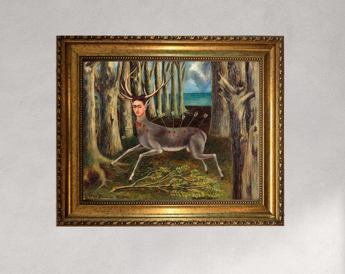 Frida Kahlo - Wounded Deer |  Canvas Print Museum Quality with Brush Strokes | Gold Wooden Frame