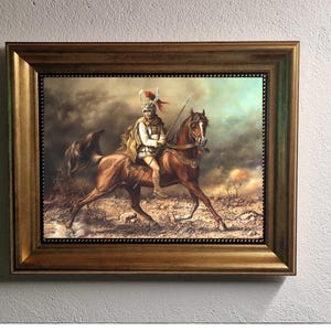 Impresión Giclée FineArt de Alejandro Magno a partir de una pintura al óleo original, Rey griego conquistador del mundo, Rey de Macedonia, marco vintage dorado