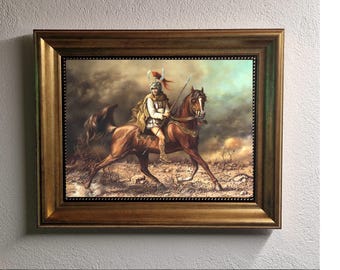 Alexander the Great giclée FineArt Print from original oil painting, World Conqueror Greek King, King of Macedonia,  golden vintage frame