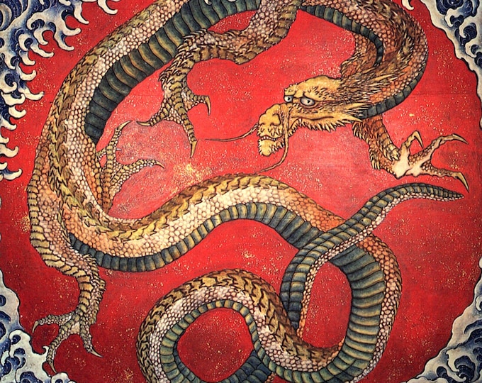 Dragon by Katsushika Hokusai, Japanese poster arts, Hokusai art decore, Giclee Print on Fineart paper, canvas or museum quality poster